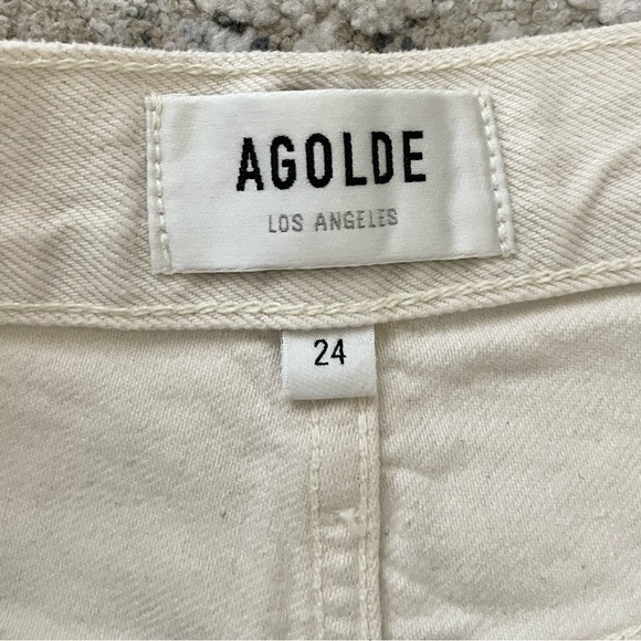 AGOLDE Dee High Rise Cut Off Jean Shorts Cream White Size 24 - Picture 4 of 7